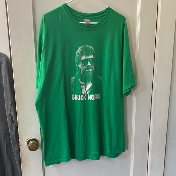 Hanes Green Graphic Tee with Chuck Norris - Picture 2 of 3